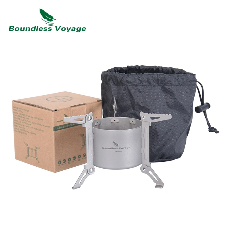 

Boundless Voyage Titanium Mini Alcohol Spirit Stove with Foldable Stands Legs Outdoor Camping Ultralight Backpacking Burner