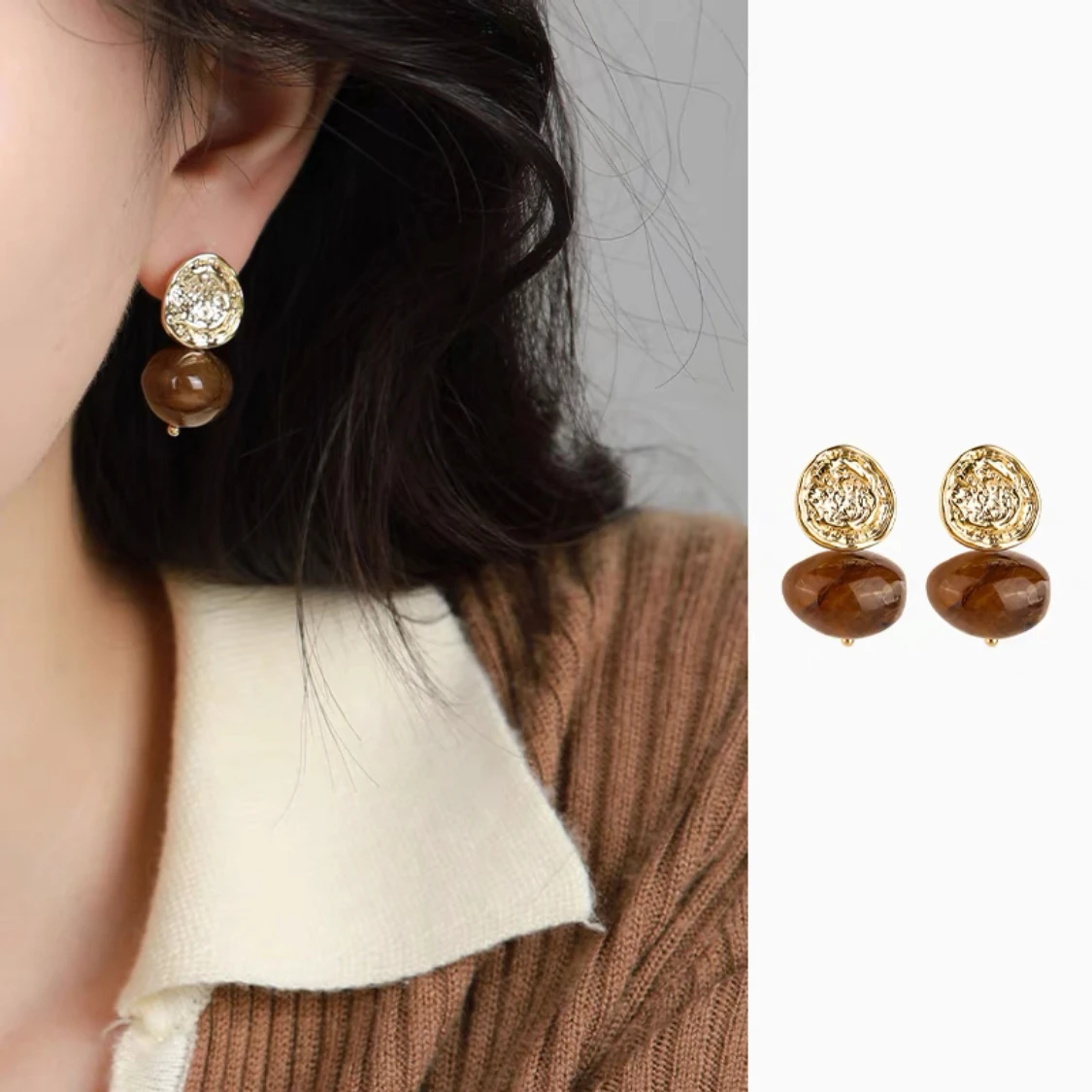 Лотный осенний Октябрь без пирсинга кофейного цвета Майяра Темпераментная