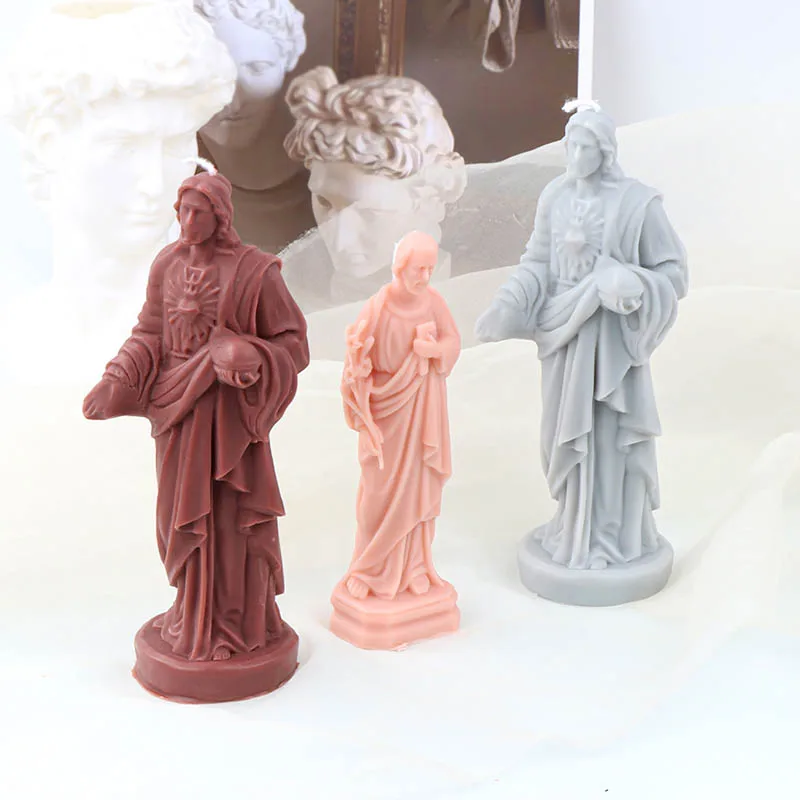 

3D Jesus Modeling Mold for Candle Making Epoxy Resin Soap Mould Handmade Scented Plaster Silicone Fondant Cake Molds Home Decor