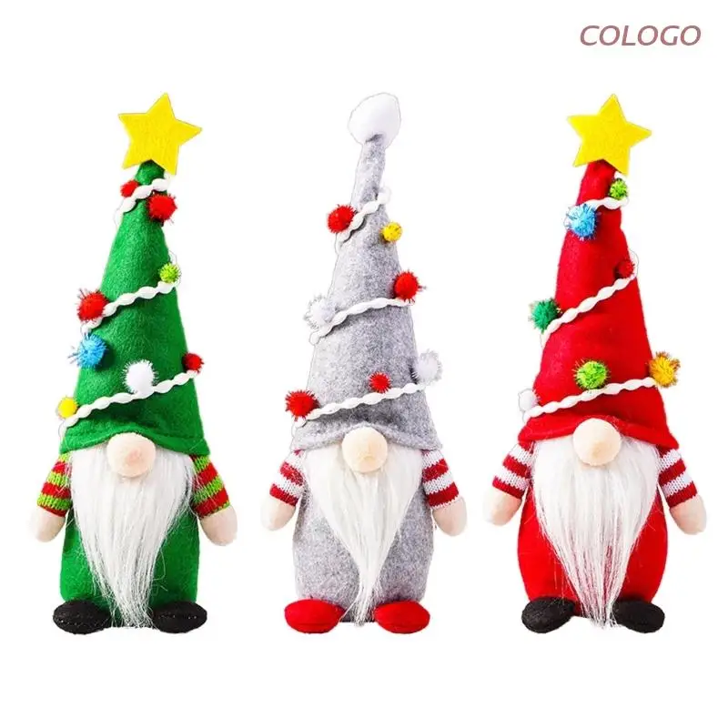 

Tree Hat Christmas Gnomes Plush Handmade Swedish Tomte Santa Scandinavian Figurine Creative Elf Doll Ornament Home Decor D0LD