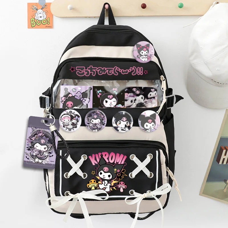 

Sanrio Kawaii Anime Student Schoolbag Backpack Cute Large Capacity Cinnamoroll Kuromi Mymelody Sanrios All-Match Casual Series