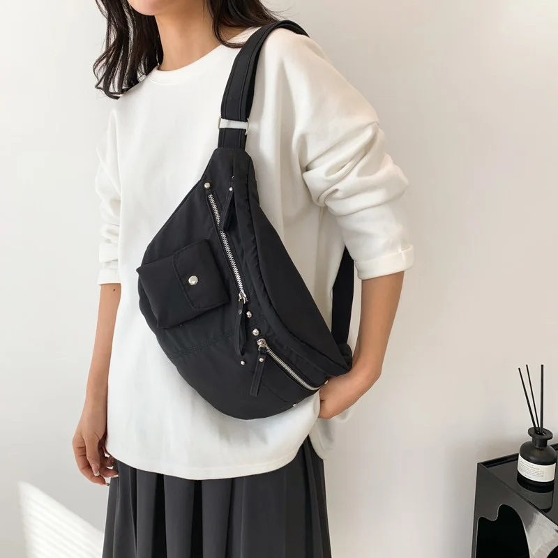 

Casual Waist Bag Women Hip Hop Fanny Pack Women Belt Bags Large capacity Nylon Waist Packs Unisex Shoulder Crossbody Chest Bag
