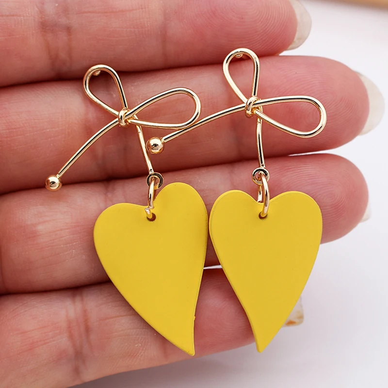 Модные висячие серьги с золотым бантом для женщин Подвесные геометрическим