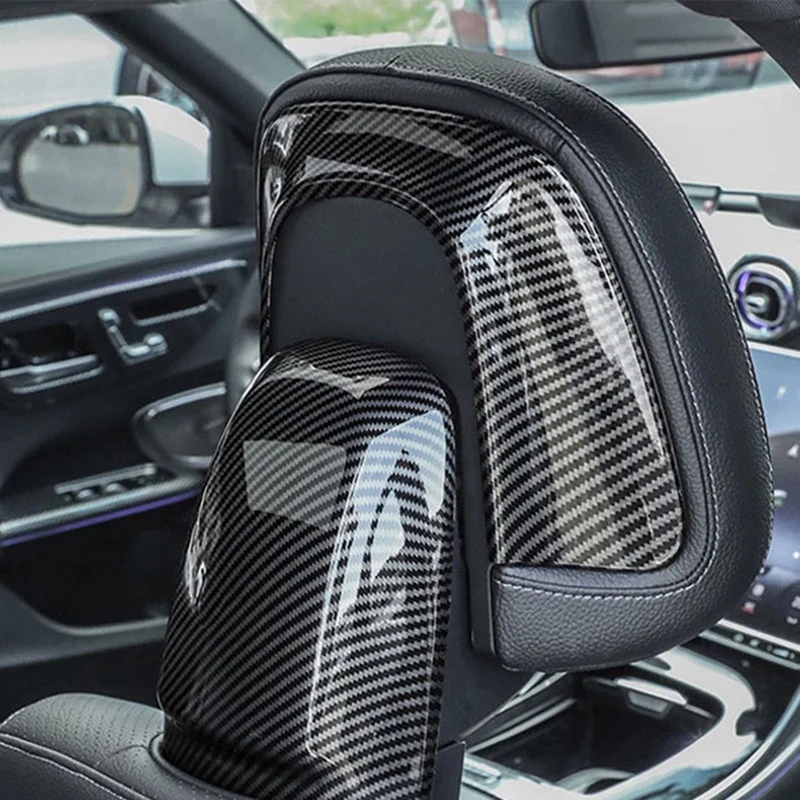 

2 Set Seat Headrest Rear Trim Cover For Mercedes Benz C-Class W206 C260 2022 L+R Carbon Fiber