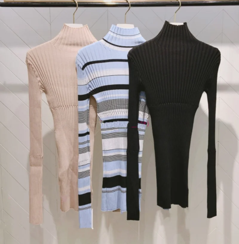 

Japanese Turtleneck Women Jersey Mujer Pull Femme Vintage Knitted Pullover Jumpers Autumn Long Sleeve Slim Sweaters