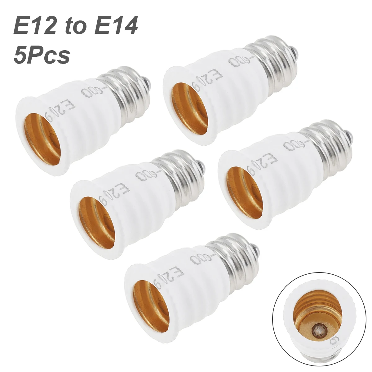 

5pcs E12 Candelabra to E14 Socket Adapter Converter LED Light Holder Lamp Adapter Socket Changer High Temperature Resistant