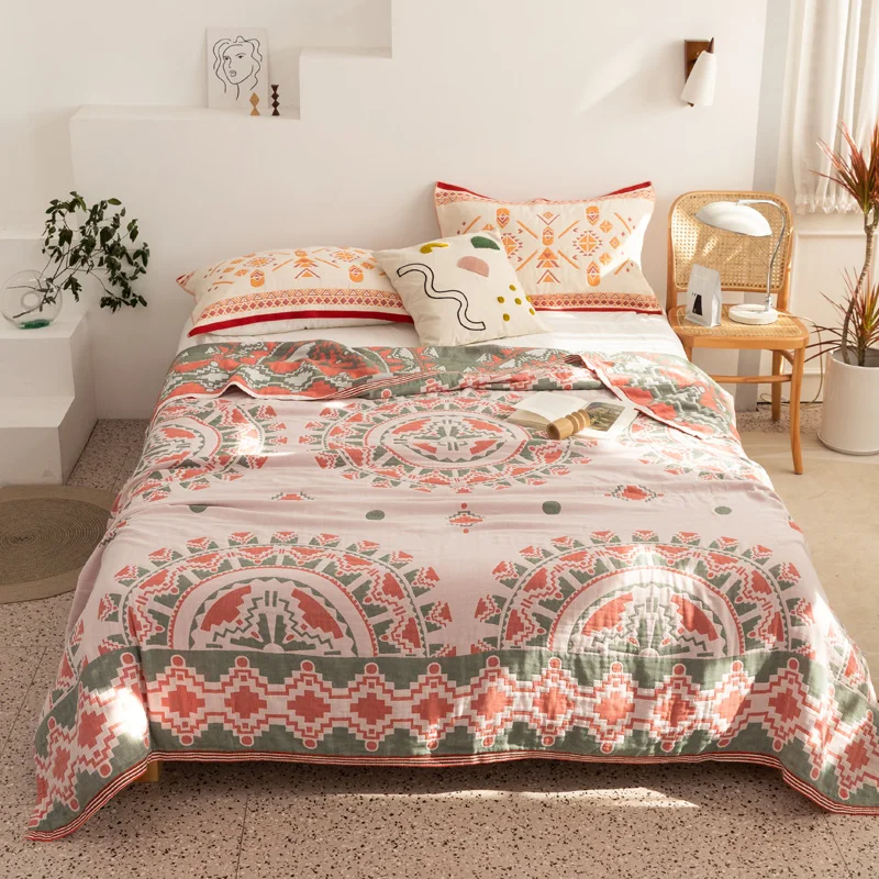Cover Throw Blanket Nordic Boho Home Hotel Bedspread Multilayer Gauze покрывало на кровать одеяло