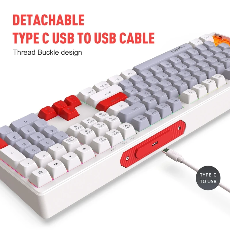 

108-Key Rgb Lighting Game Keyboard Ergonomic Membrane Keyboard Portable Typewriter LED Backlit USB Keyboard V300 Drop Shipping