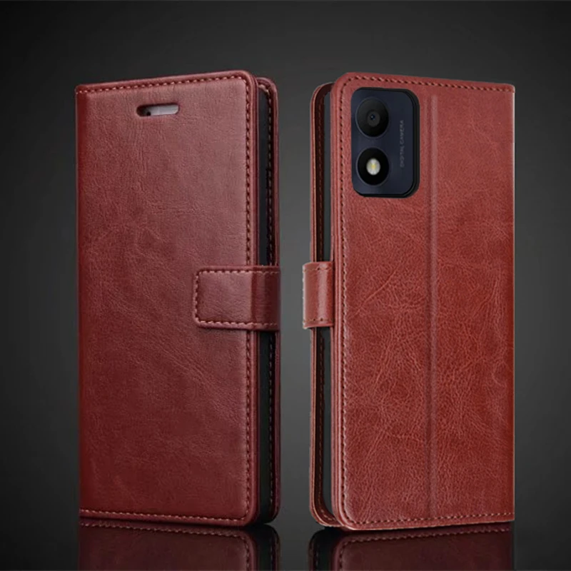 Чехол для Alcatel 1B 2022 с карманом для карт, покрытие из искусственной кожи, флип-крышка с ретро-дизайном, кошелек для телефона, подходит для деловых встреч.