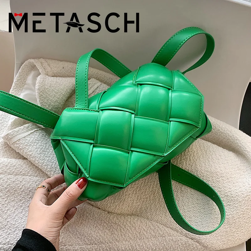 

METASCH Small Woven Square Bag 2022 Fashion High Quality PU Leather Women's Designer Handbag Luxury Shoulder Crossbody Sling Bag