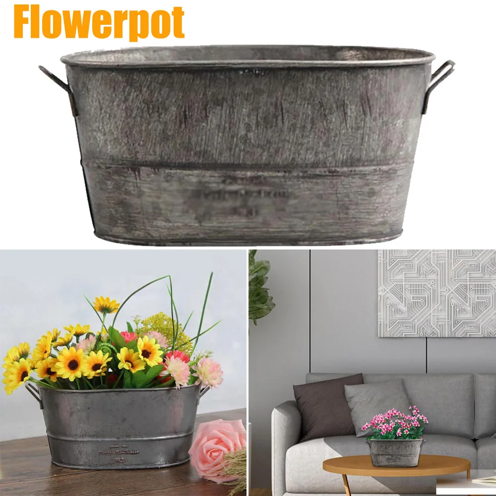 

Garden Plant Pot Decorative Vintage Succulent planter Zinc coat Bucket Boxes Flower Pot Barrel Patio Yard Gardening Home Decor