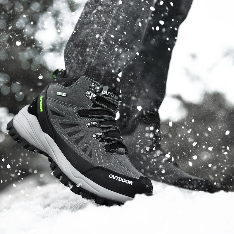 Outdoor Winter Sneakers For Men 2022 New Padded Keep Warm Snow Bota Hombre Winter Boot Leather Waterproof Man Hiking Winter Boot