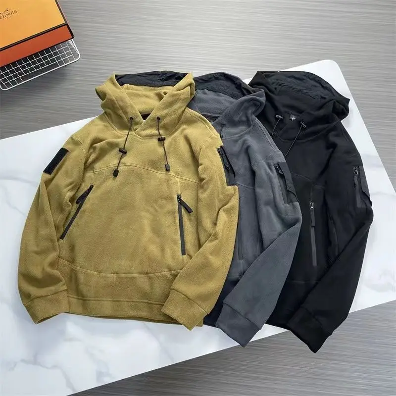 

New Spring Autumn Men's Clothing Hoody Long Sleeve Fleece Baggy Tracksuit Top Zipper Pocket Sweatshirts Pullover Hoodies Blouses