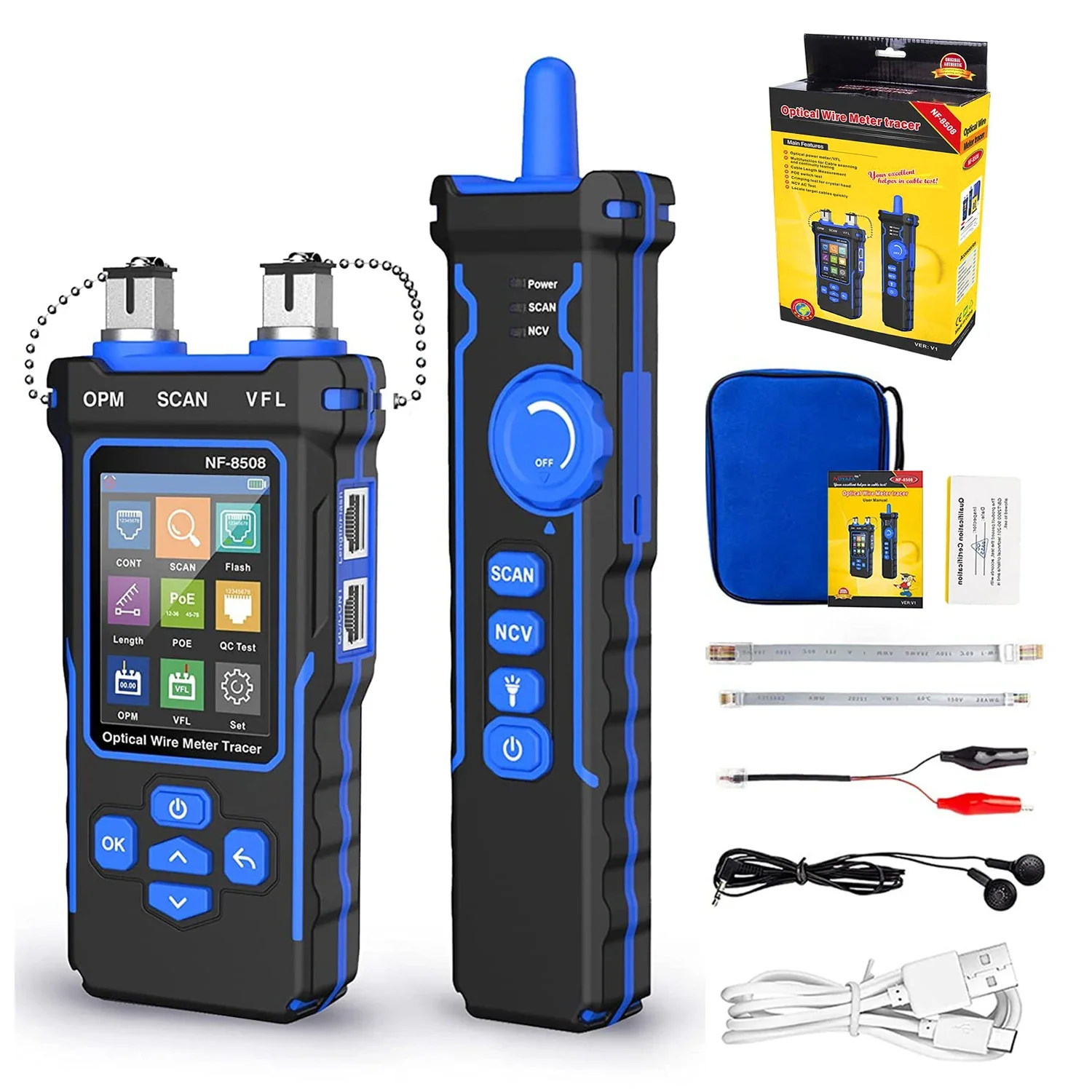 NOYAFA NF-8508 Тестер сетевого кабеля ЖК-цифровой перезаряжаемый сетевой искатель