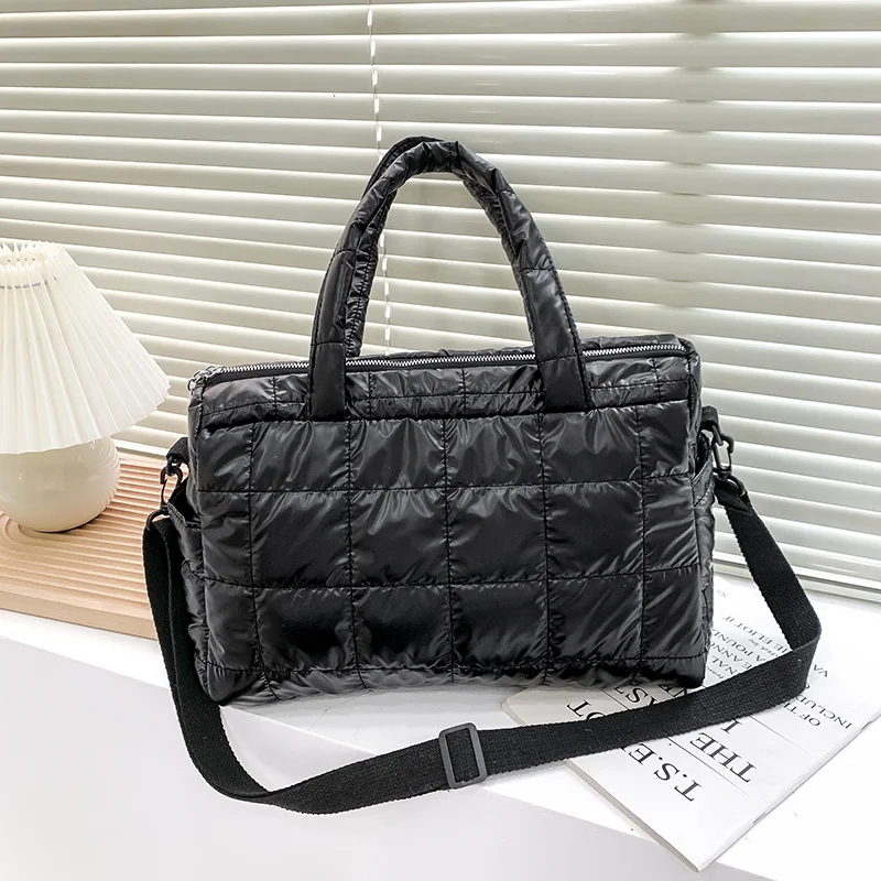 

Winter puffed down crossbody bag for woman waterproof water light shoulder bags air down cotton fashion casual padded backpack