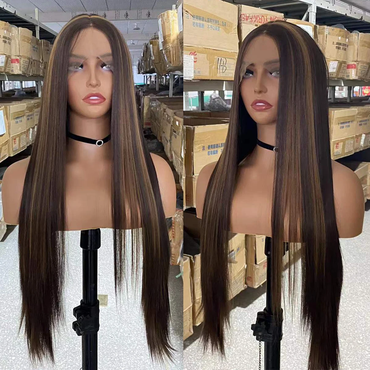 Парик AIMEYA с синтетическими кружевами для чернокожих женщин длинный шелковистый