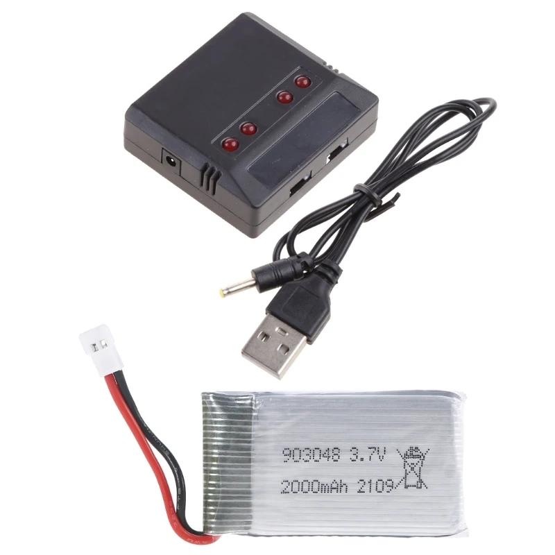 

OFBK 3.7V 2000mAh Lipo 903048 Li-ion Battery/Charger RC Quadcopter Accessory Repair Spare Part for KY601S H11D H11C RC