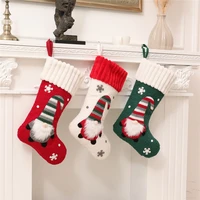 2022 christmas knitting socks christmas tree decoration pendant festive candy packaging bag rudolph doll christmas supplies