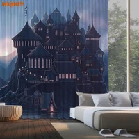 miqiney magic wizard 3d print hogwartses blackout curtains bedroom living room home decoration for children kids boys