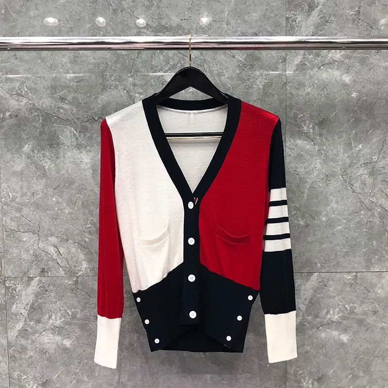 

TB THOM Women's Open Front Cardigan Sweater Button Down Cable Knit Outwear with Pockets Cotton Crepe V-Neck Cardigan Coats