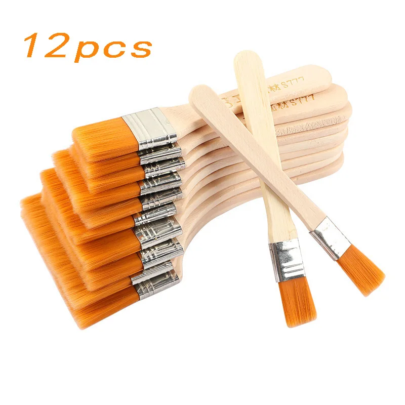 12pcs/set Memory Nylon Paint Brushes Set for Acrylic Oil Drawing Watercolor Wooden Painting Brush Tools Art Supplies