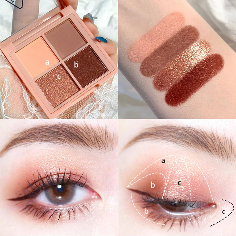 

4 Colors New Eyeshadow Palette Fashion Shiny Makeup Sequin Pearl Glitter Powder Matte Eye Make Up Waterproof Long Lasting Beauty
