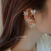 2022 cute women earrings gold jeweler gothic diamond butterfly ear hanging nonpierced ear bone clip fairy womens single fashion