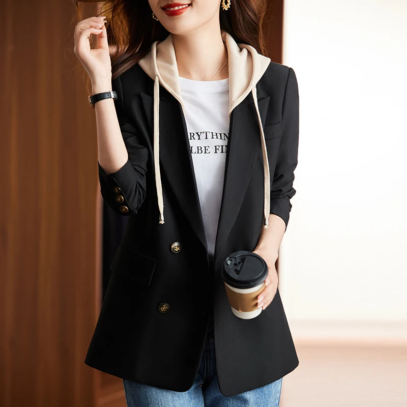 Korean Autumn Winter Women Coffee Gray Formal Blazer Office Ladies Female Long Sleeve Wide Loose Business Work Wear Jacket Coat