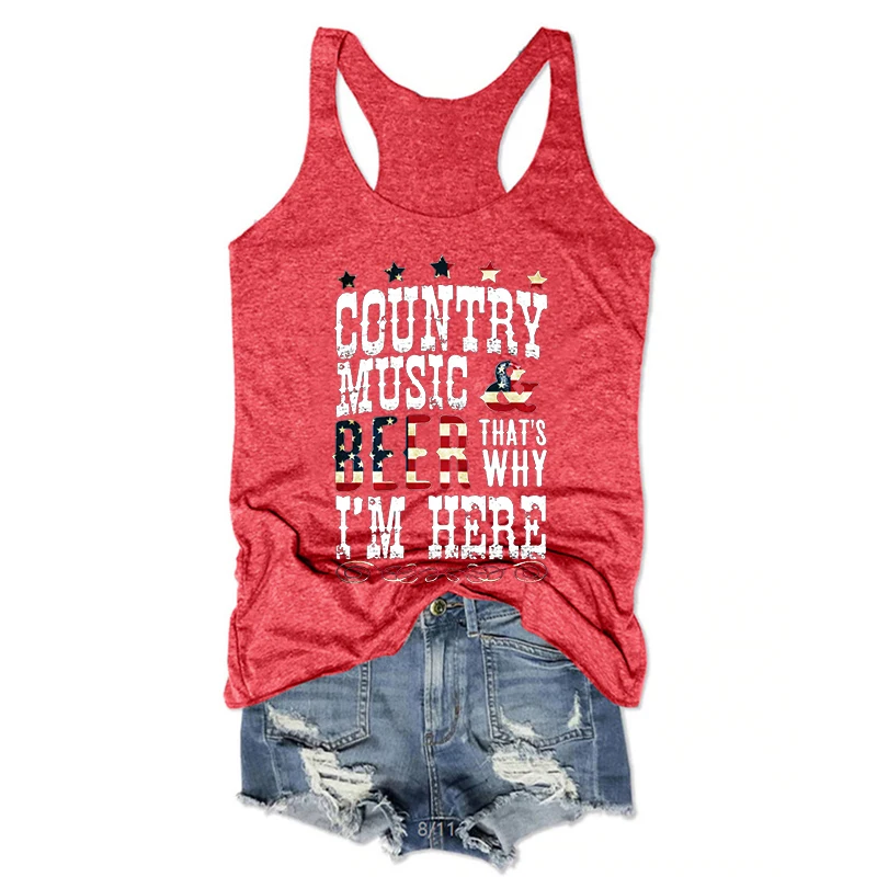 

Country Music and Beer That's Why I'm Here Tank Tops Women's Festival and Lightweight Tanks Country Concert Tank Gothic Top XL