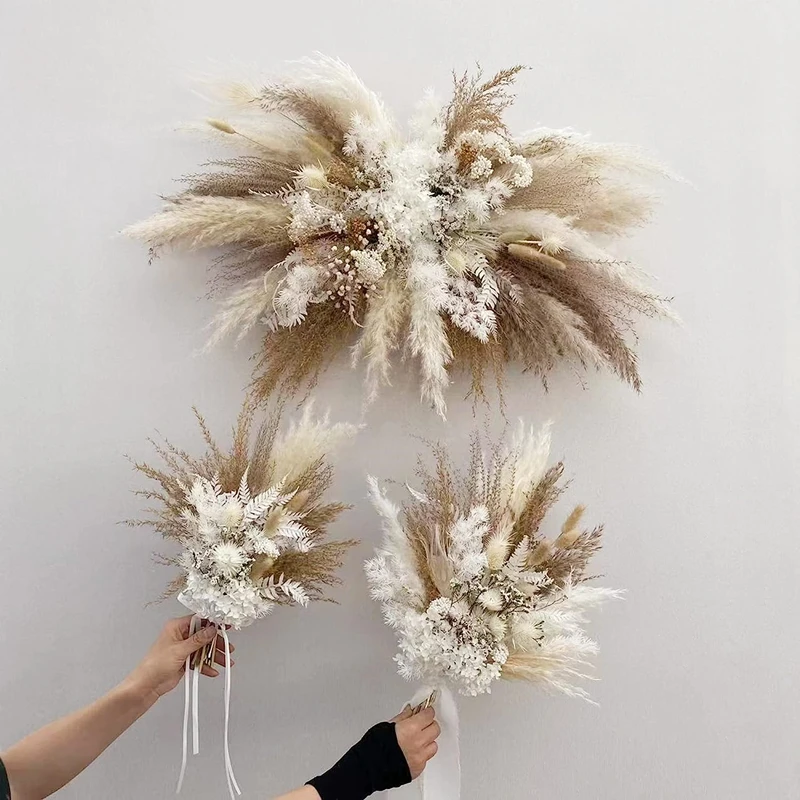 

Wedding Arrangement Fluffy Pampas Grass Large Bridesmaid Bouquet,Home Boho Decor Dried Flowers Wedding Flower Arch Decoration