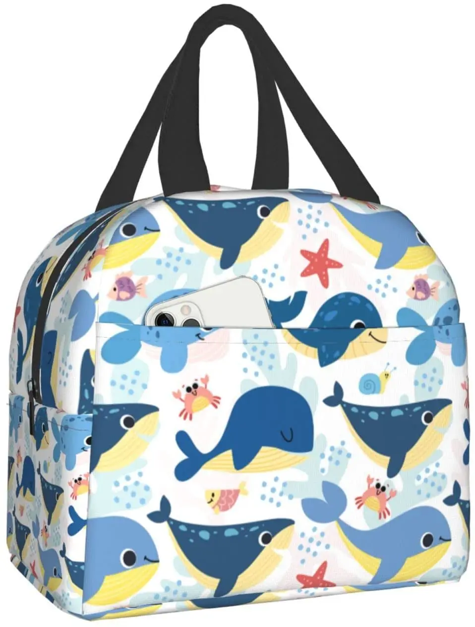 

Whale Ocean Lunch Bags Cooler Tote Organizer Bags Reusable Lunch Box For Men/Girls/Outdoor/Work/Picnic/School