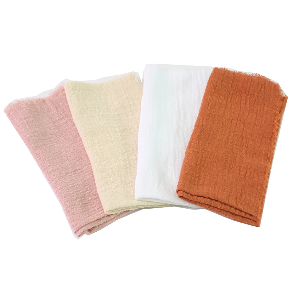 

Set of 50 Cloth Napkins Factory Direct Gauze Crepe Cotton Fabric 40x40cm Dinner Tea Towel for Wedding Easter Ramadan Decoration