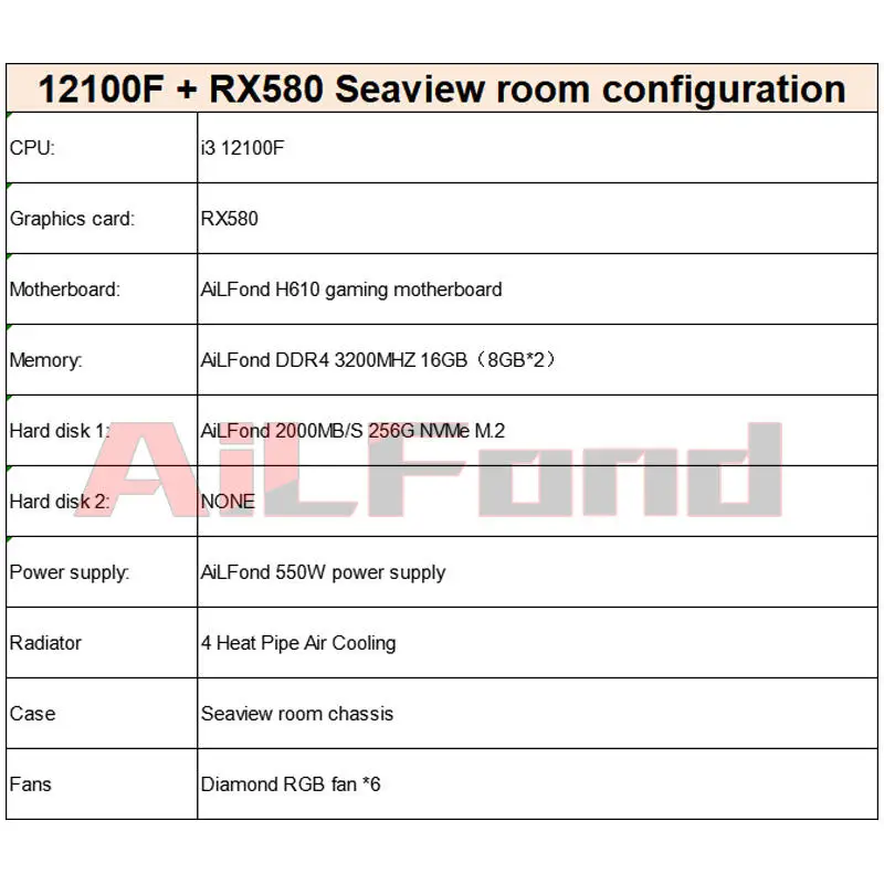 Игровой компьютер Intel Core i3 12100 / i5 12400 H610m 16ГБ DDR4 RX580