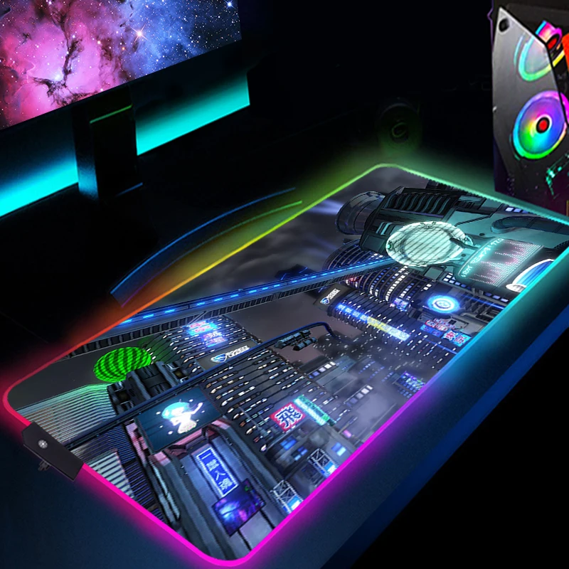 

Rocket League RGB Extended Pad With Wire Pc Gamer Accessories Luminous Backlight LED Mousepad Xxl Desk Mat Mouse Gaming Keyboard