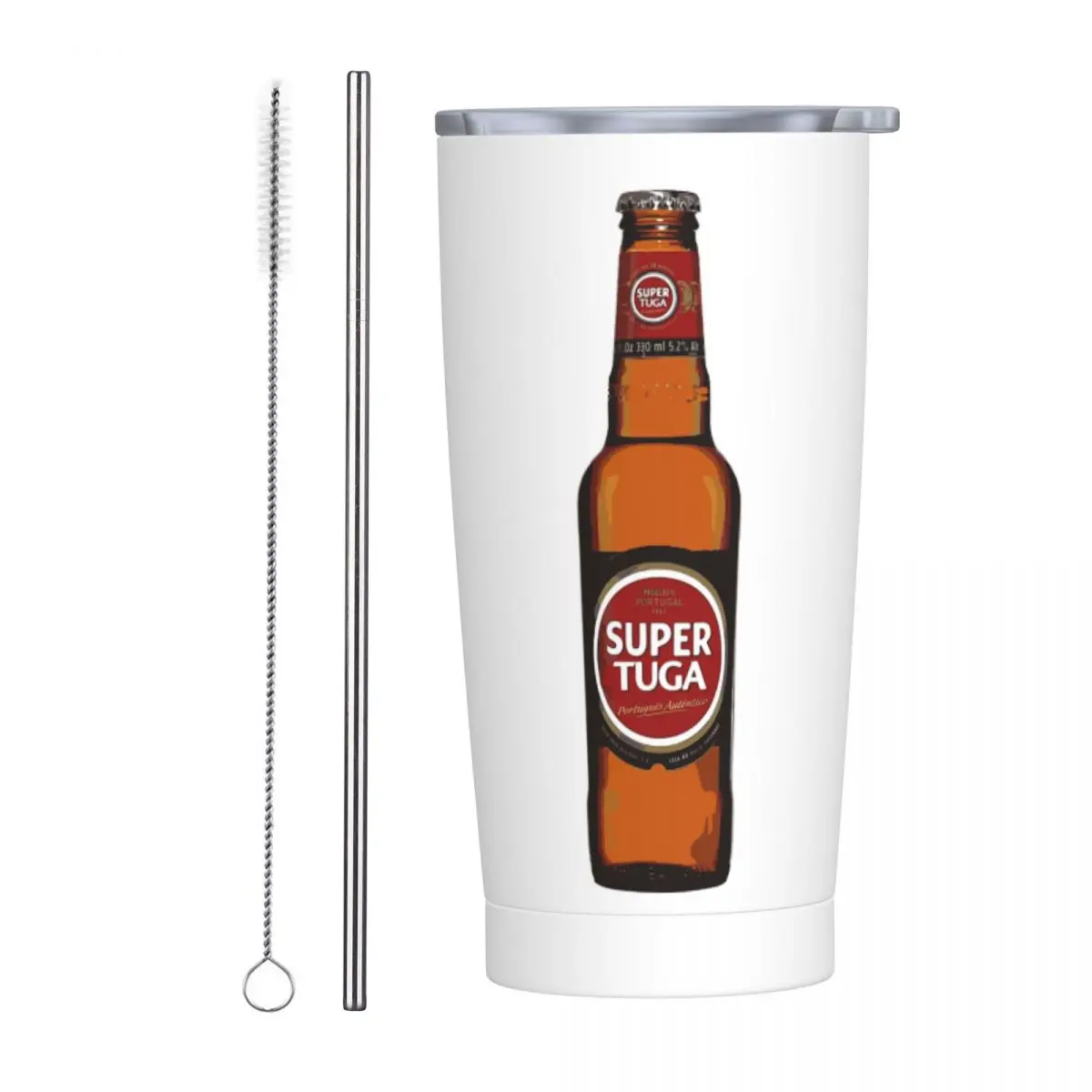 Фото Стакан Super Bock из нержавеющей стали, кружка с вакуумной изоляцией, термохолодная бутылка, соломинки с крышкой, 20 унций №1