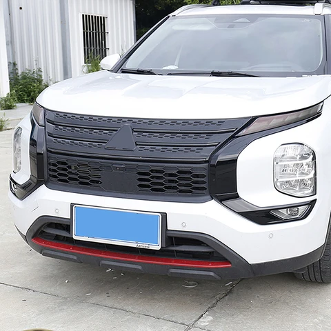 Для Mitsubishi Outlander 2022 2023 2024 2025 черный передний противотуманный фонарь, средняя решетка, боковые полосы, накладка, Стайлинг автомобиля