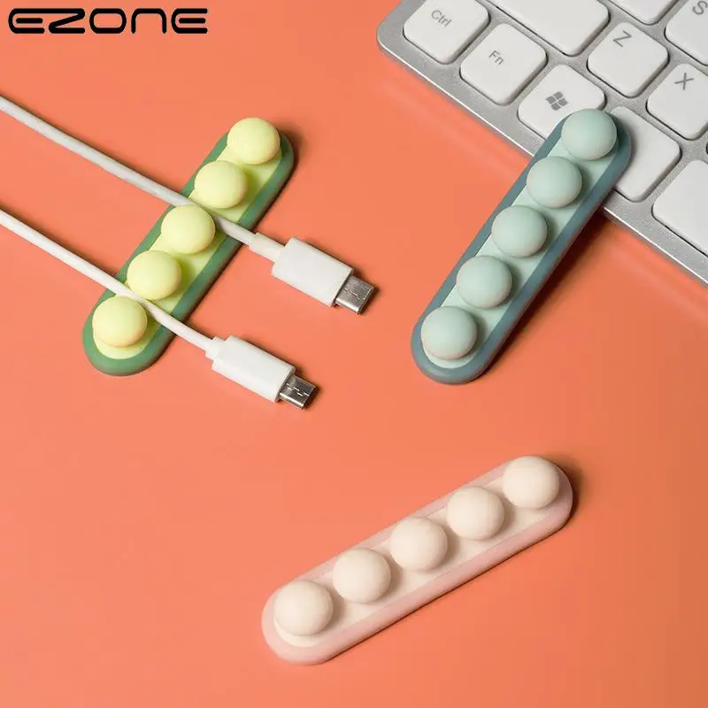 EZONE Desktop Silicone Cable Organizer Soft Charging Cable Winder Colorful Desktop Wire Organizer Cord Protector Holder Clip