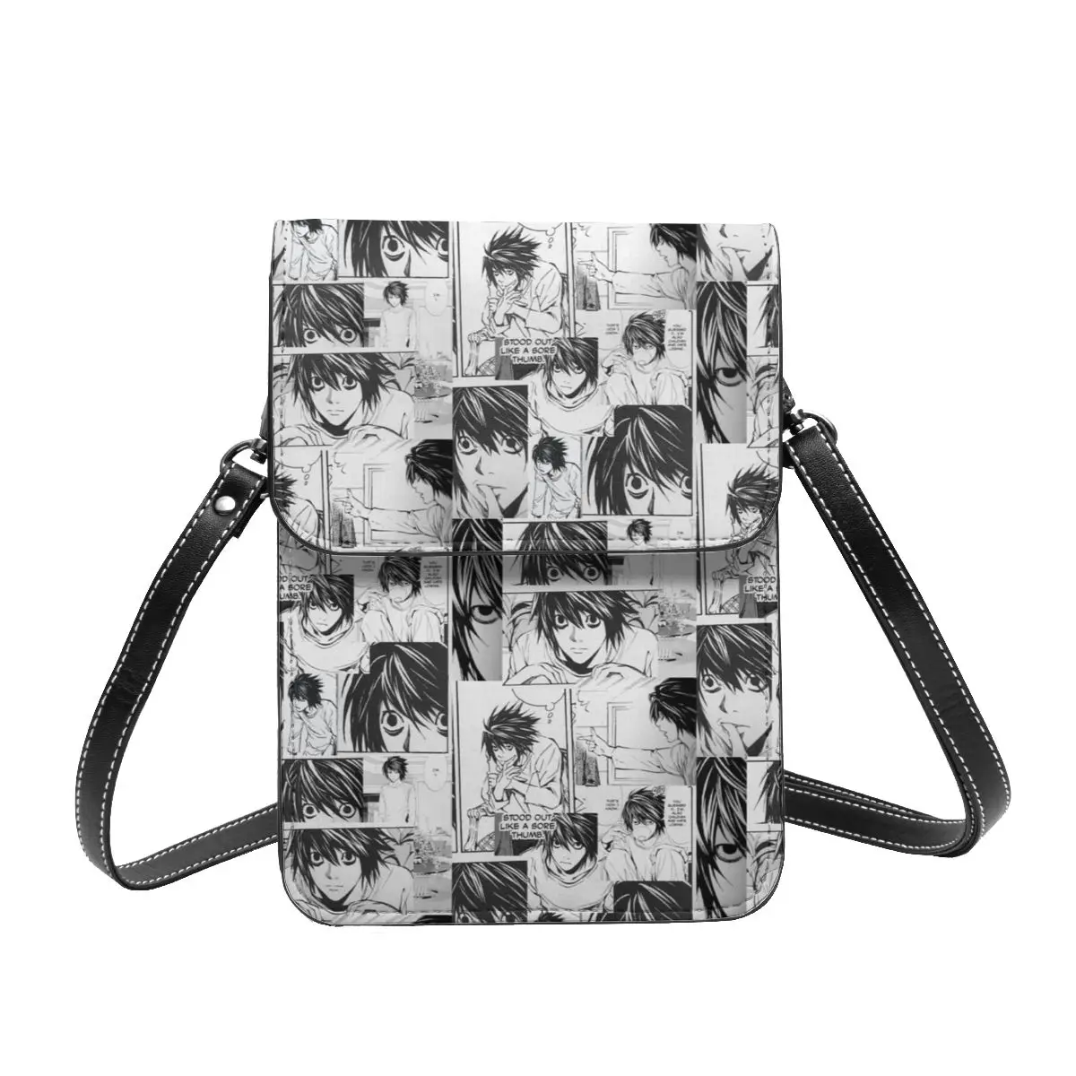 

Death Note Collage Shoulder Bag Anime Bulk Aesthetic Mobile Phone Bag Leather Office Female Bags