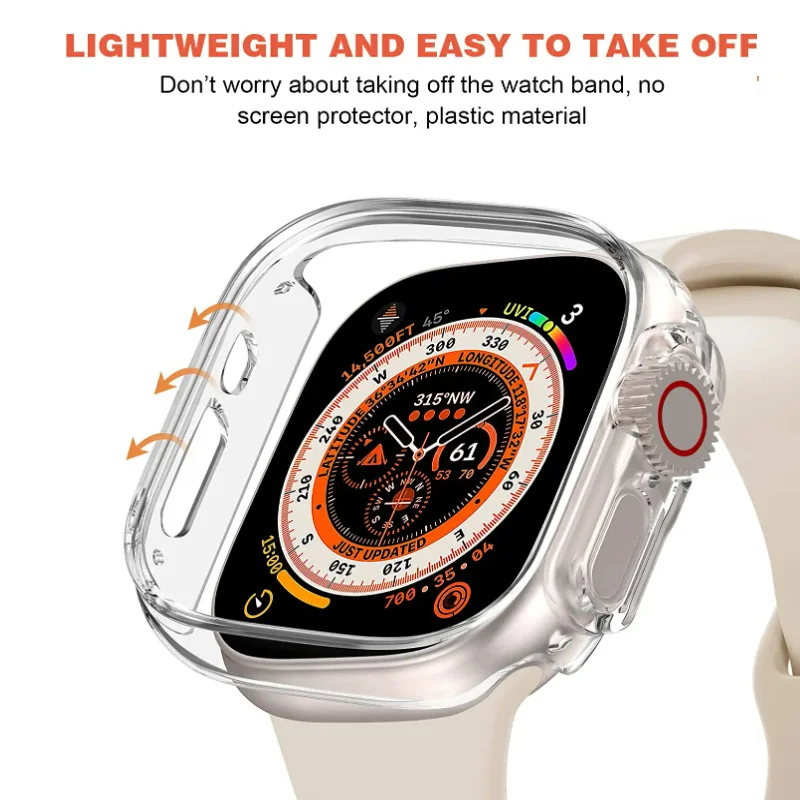 Фото Чехол из ТПУ для Apple Watch Ultra 49 мм, чехол-бампер с полным покрытием 360° для iWatch Ultra 49 мм, защитная пленка для экрана, защитный корпус №5