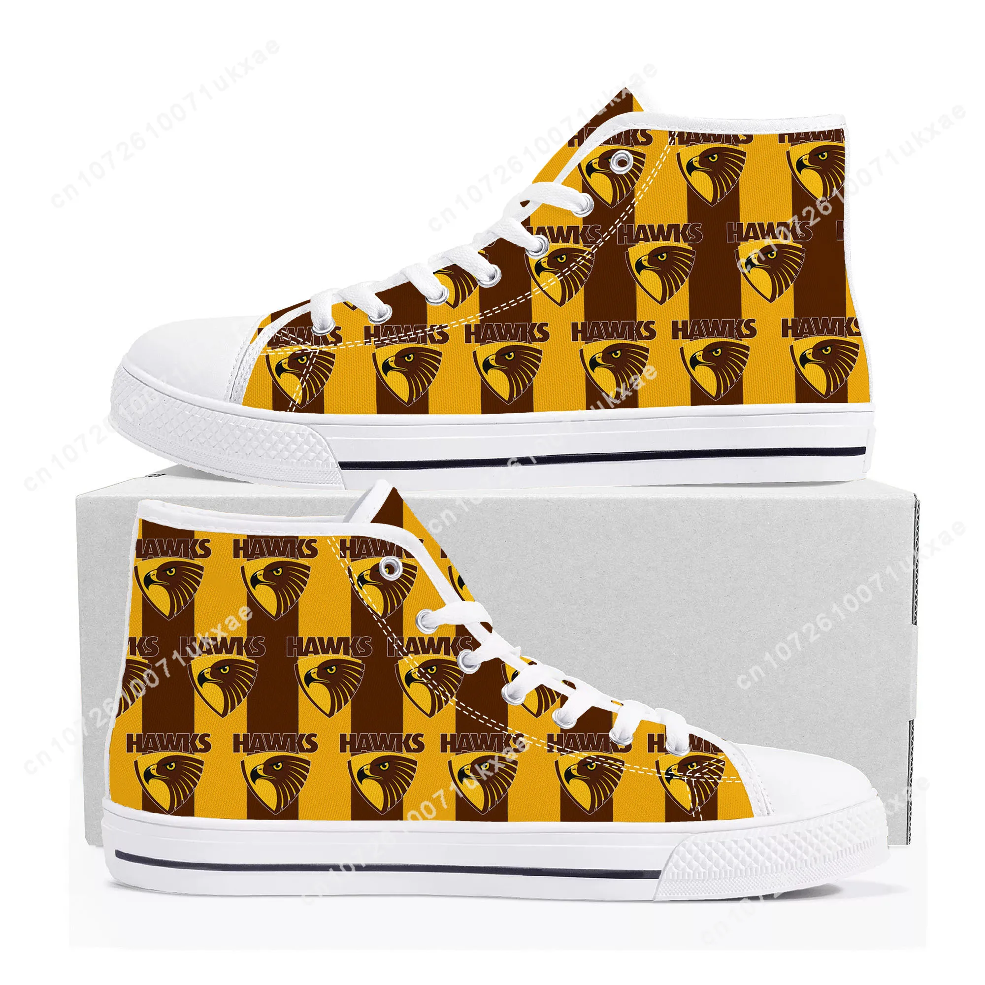 

Hawthorn Australian Football High Top High Quality Sneakers Mens Womens Teenager Canvas Sneaker Casual Custom Made DIY Shoe