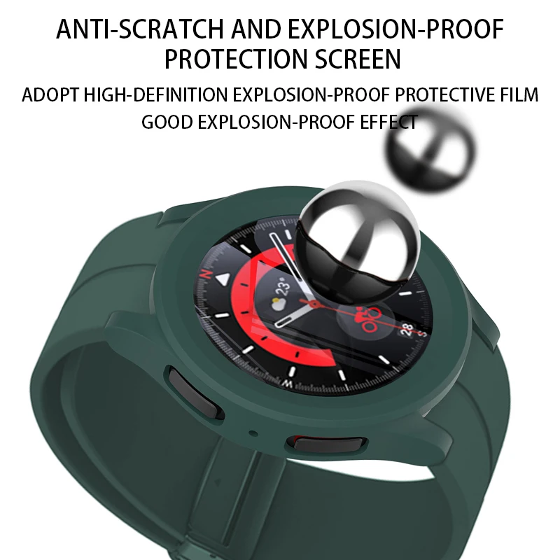 Tempered Glass+Case For Samsung Galaxy Watch 5 Pro 45mm accessories SmartWatch Bumper All-Around PC Screen Protector Galaxy case