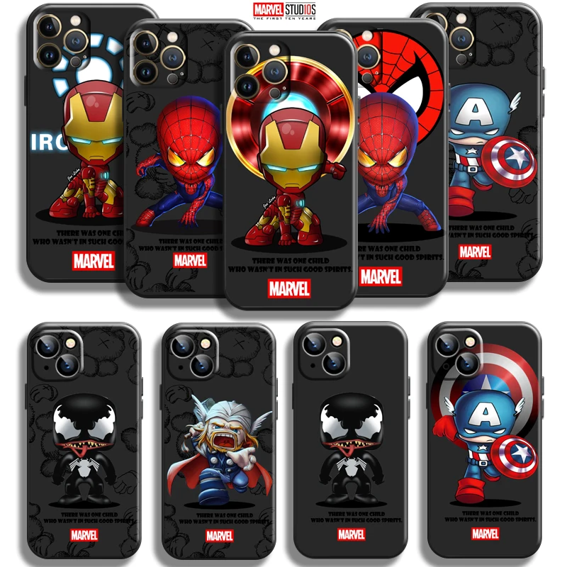 

Marvel Cartoon Iron Man Spiderman For Apple iPhone 13 12 11 Pro Mini X XR XS Max SE 5 5s 6 6S 7 8 Plus Phone Case Soft Coque