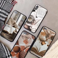 coffee book phone case tempered glass for iphone 11 12 13 pro max mini 6 7 8 plus x xs xr