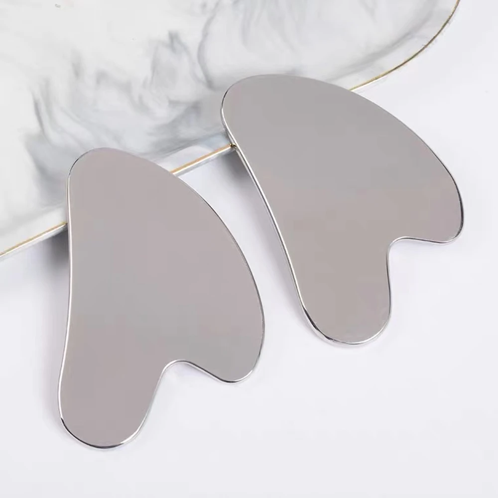 

Stainless Steel Scraper Facial Massage Gua Sha Tool Face Lift Anti-Aging Skin Tightening Cooling Metal Contour Reduce Puffiness