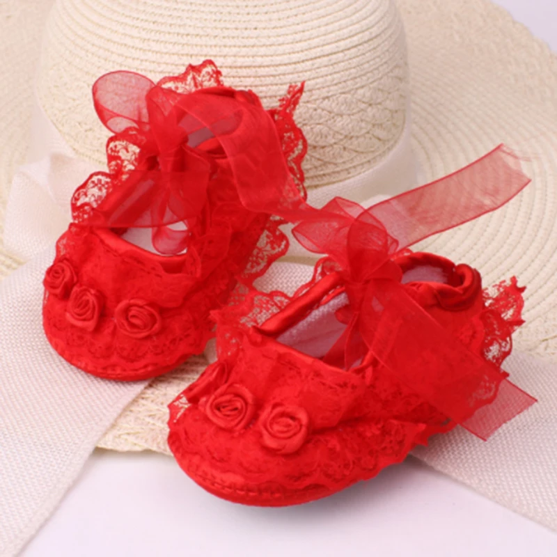 

Baby Girl Shoes First Walkers Lace Floral Newborn Baby Shoes Princess Infant Toddler Baby Shoes for Girls Party