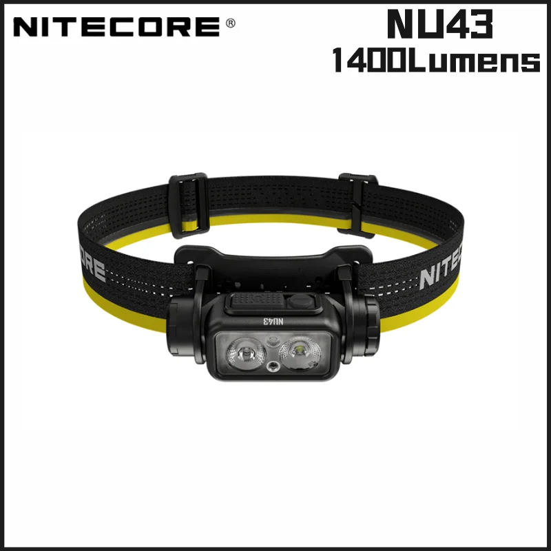 NITECORE NU43 1400Lumens Rechargeable Headlamp Battery Built-in 3,400mAh Li-ion Battery Beam color White+Red Light