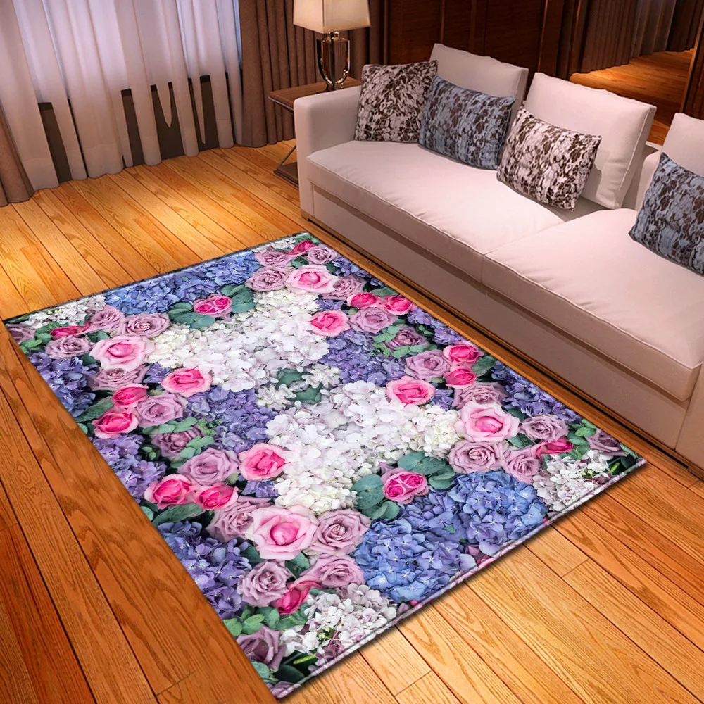 

Красочные цветочные коврики для дома, гостиной, великолепный цветочный напольный коврик, прикроватный диван для спальни, ванной, Нескользя...