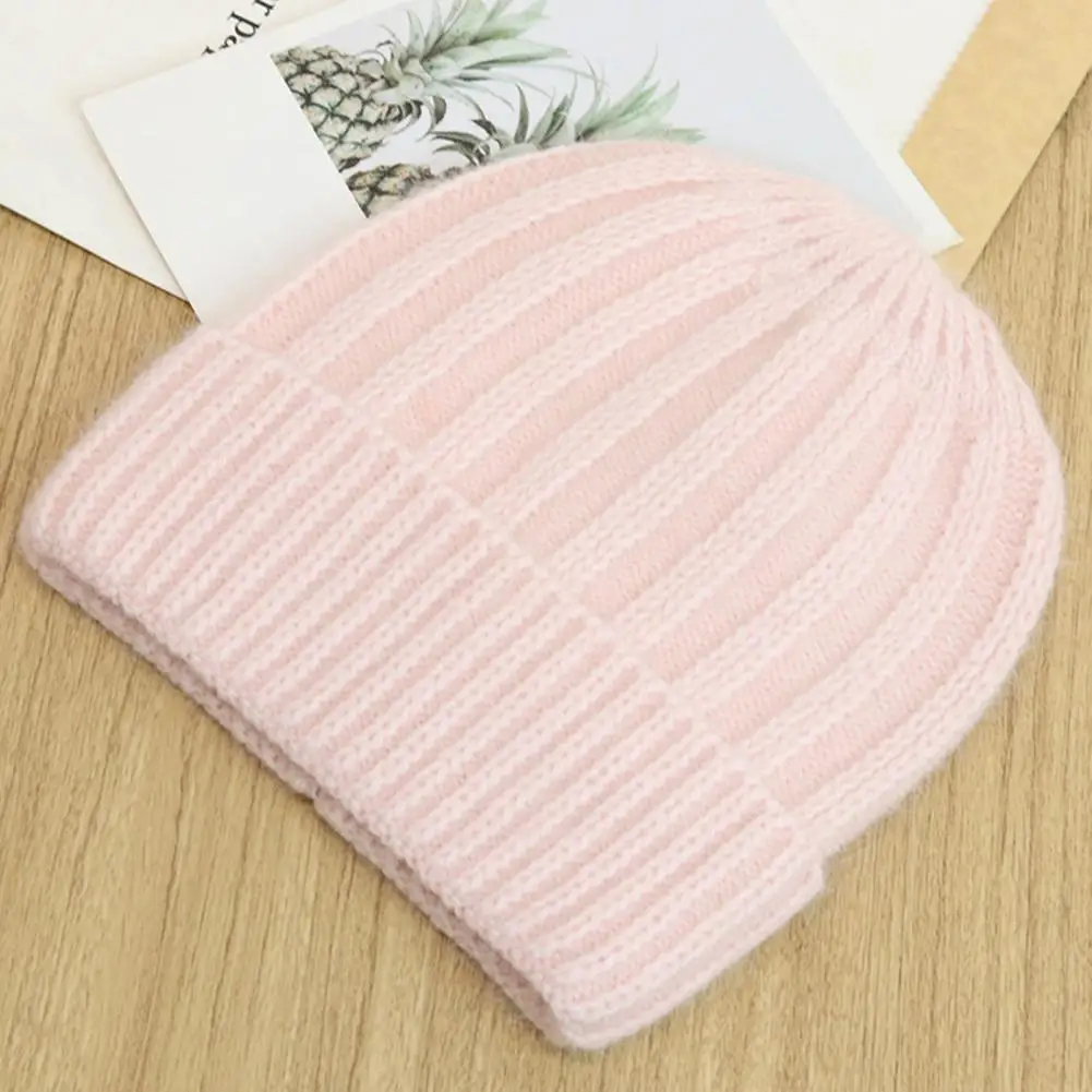 

Simple Adult Hat Lightweight Men Women Crimping Stretchy Knitted Beanie Hat Autumn Winter Winter Cap for Outdoor