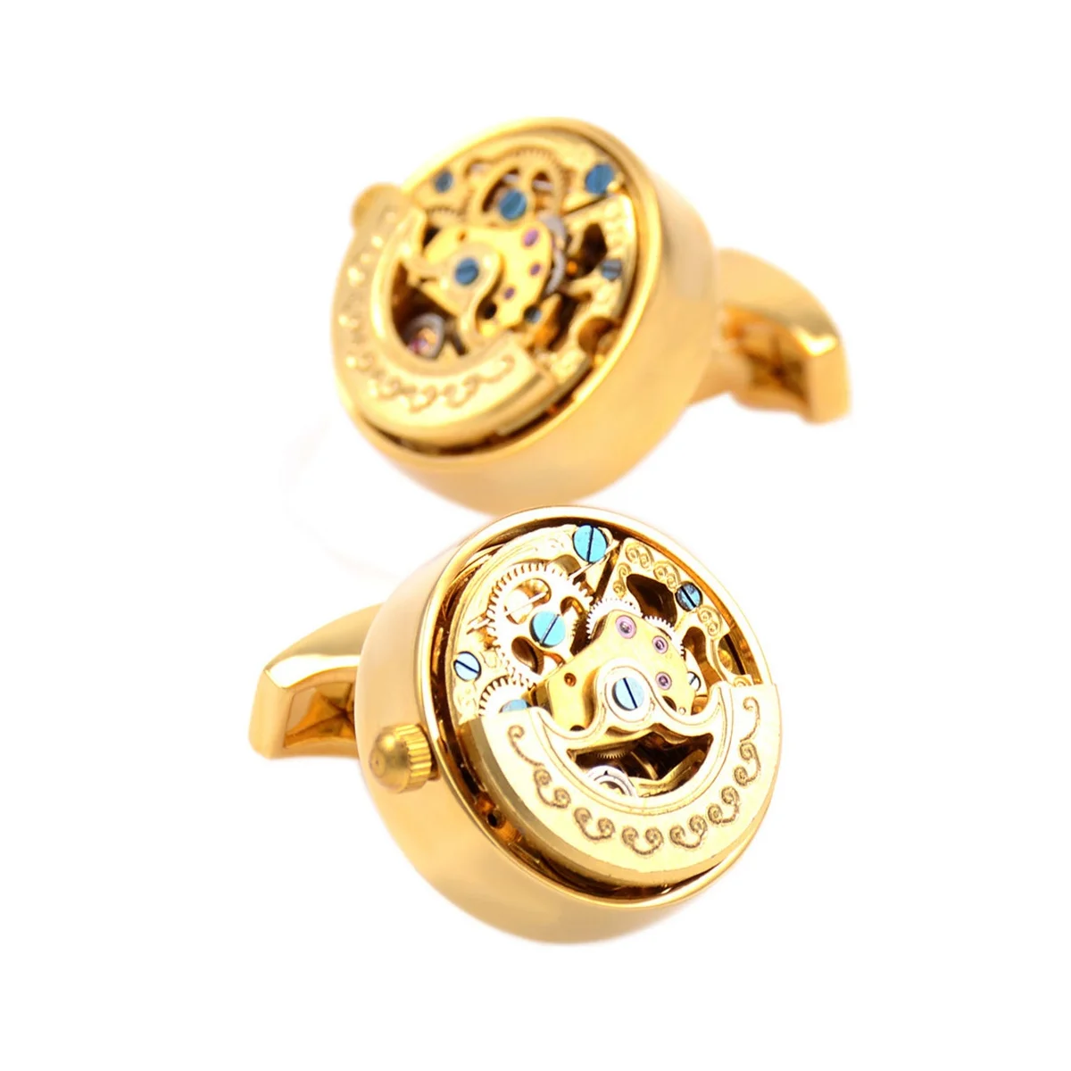 

Movement Cufflinks Gear Precision Carving Fully Automatic Mechanical French Shirt Cufflinks Men's Sleeve Nails, D