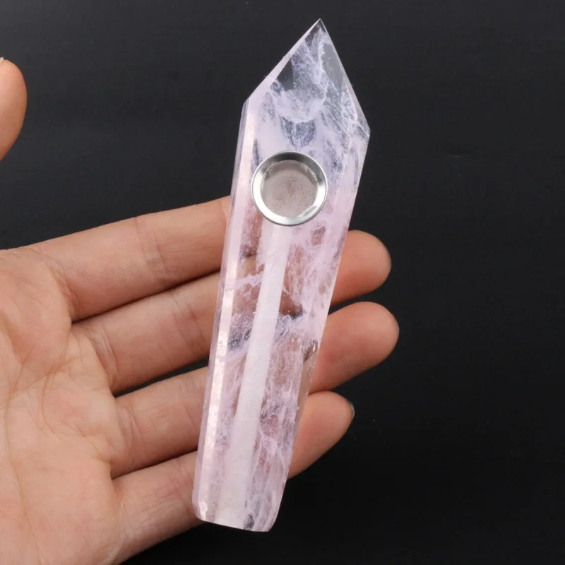 

1pc Pink Smelting Stone Pipe Point Wand Healing Crystal Gem Stone with Gift Box